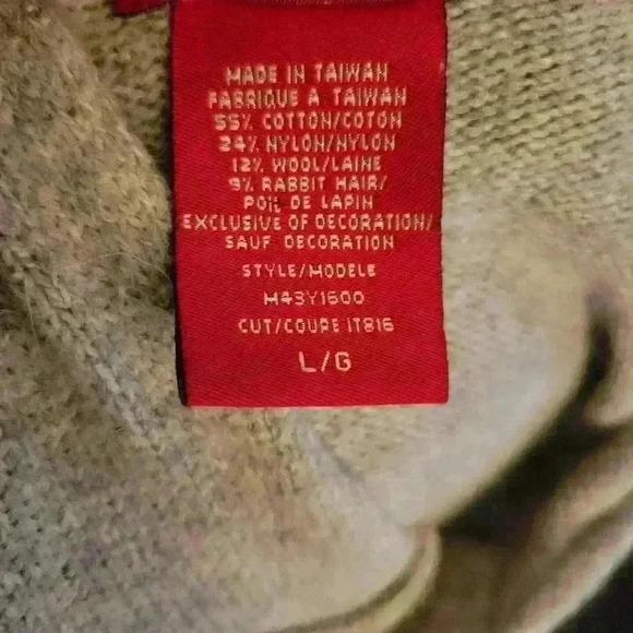 Vintage Guess Hoodie Sweater Gray Patchwork Crest Logo Pullover Henley Hooded L - Picture 10 of 10